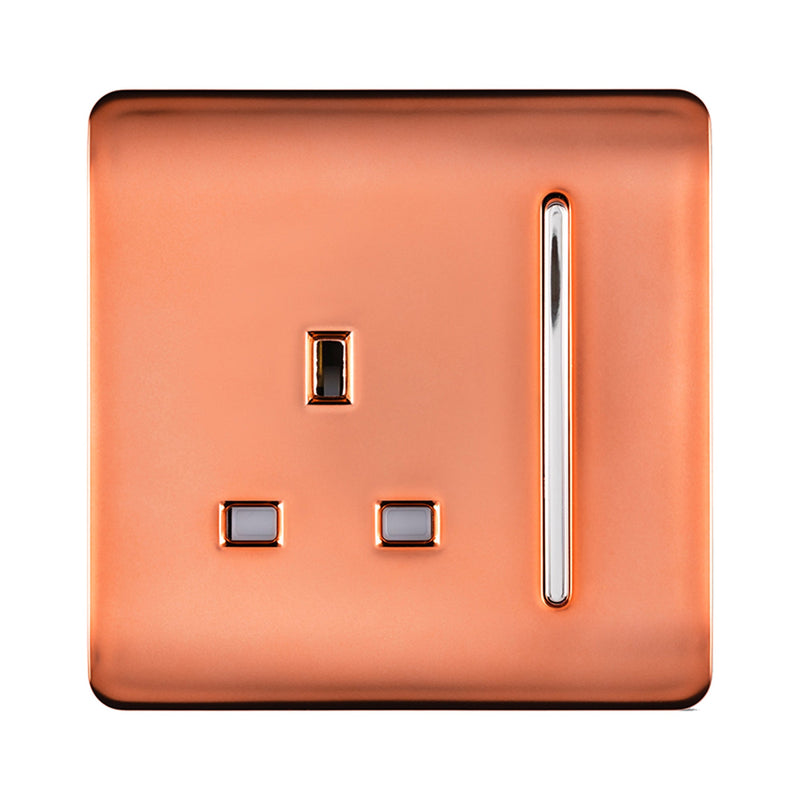 Load image into Gallery viewer, Trendi Switch ART-SKT13CPR, Artistic Modern 1 Gang 13Amp Switched Socket Copper Finish, BRITISH MADE, (25mm Back Box Required), 5yrs Warranty - 53801
