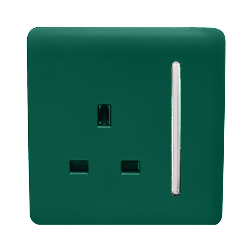 Load image into Gallery viewer, Trendi Switch ART-SKT13DG, Artistic Modern 1 Gang 13Amp Switched Socket Dark Green Finish, BRITISH MADE, (25mm Back Box Required), 5yrs Warranty - 53803
