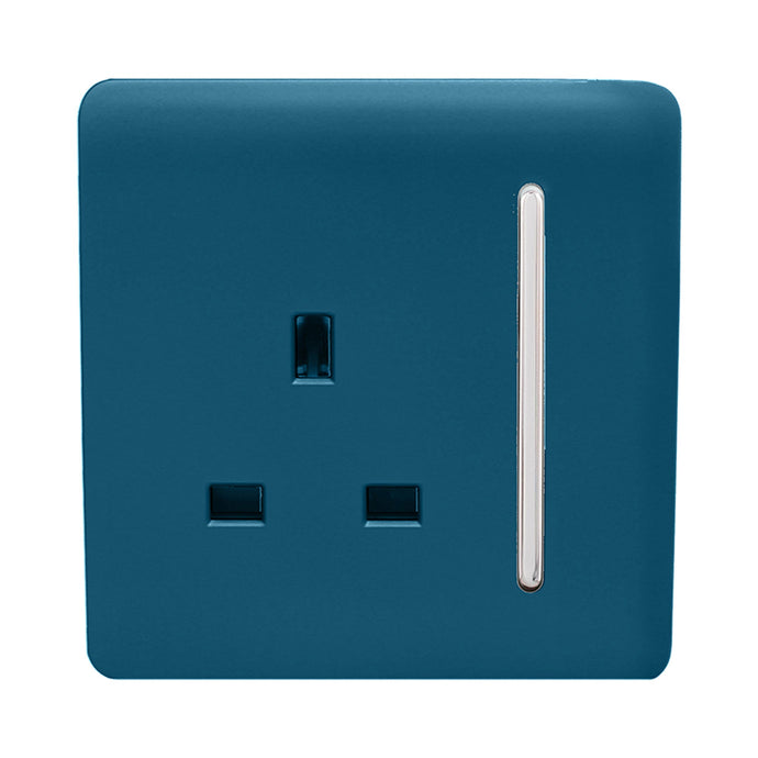 Trendi Switch ART-SKT13MD, Artistic Modern 1 Gang 13Amp Switched Socket Midnight Blue Finish, BRITISH MADE, (25mm Back Box Required), 5yrs Warranty - 53805