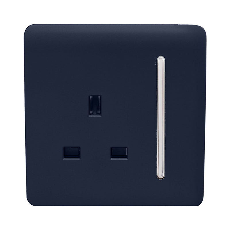 Load image into Gallery viewer, Trendi Switch ART-SKT13NV, Artistic Modern 1 Gang 13Amp Switched Socket Navy Blue Finish, BRITISH MADE, (25mm Back Box Required), 5yrs Warranty - 53807
