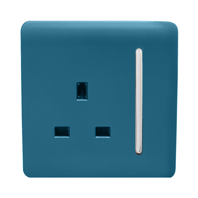 Trendi Switch ART-SKT13OB, Artistic Modern 1 Gang 13Amp Switched Socket Ocean Blue Finish, BRITISH MADE, (25mm Back Box Required), 5yrs Warranty - 53808