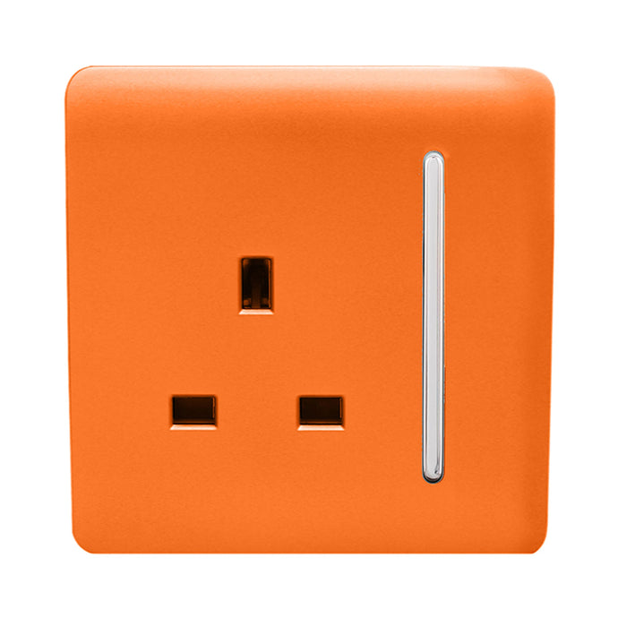 Trendi Switch ART-SKT13OR, Artistic Modern 1 Gang 13Amp Switched Socket Orange Finish, BRITISH MADE, (25mm Back Box Required), 5yrs Warranty - 53809