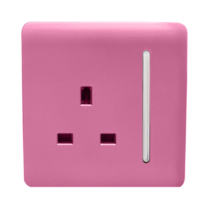 Trendi Switch ART-SKT13PK, Artistic Modern 1 Gang 13Amp Switched Socket Pink Finish, BRITISH MADE, (25mm Back Box Required), 5yrs Warranty - 53810