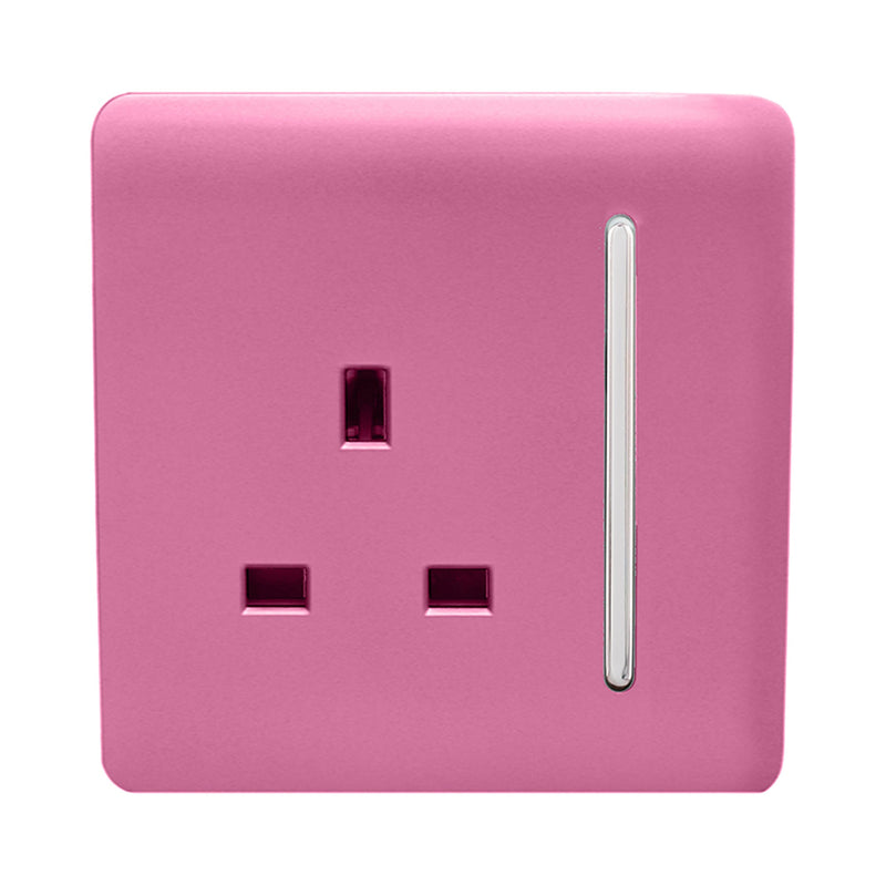 Load image into Gallery viewer, Trendi Switch ART-SKT13PK, Artistic Modern 1 Gang 13Amp Switched Socket Pink Finish, BRITISH MADE, (25mm Back Box Required), 5yrs Warranty - 53810
