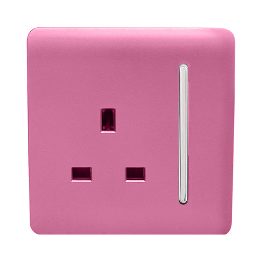 Trendi Switch ART-SKT13PK, Artistic Modern 1 Gang 13Amp Switched Socket Pink Finish, BRITISH MADE, (25mm Back Box Required), 5yrs Warranty - 53810