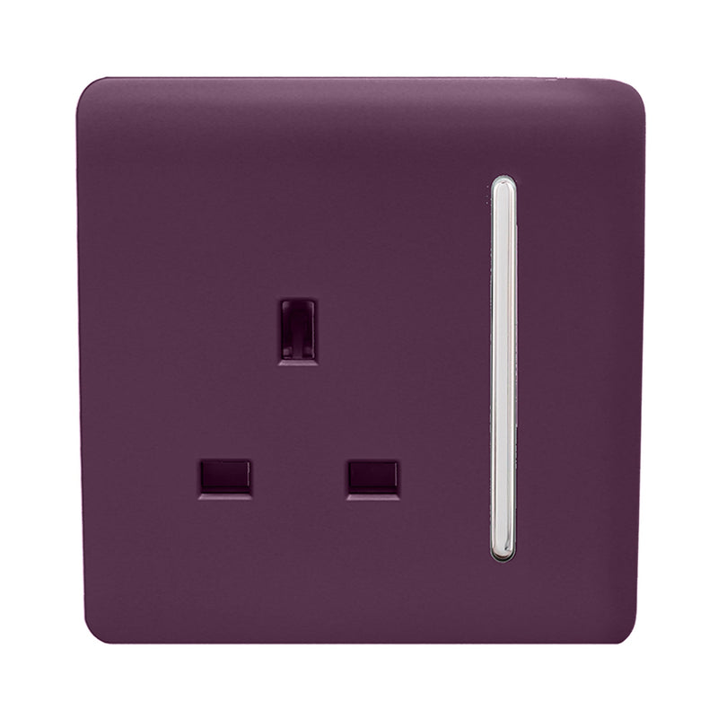 Load image into Gallery viewer, Trendi Switch ART-SKT13PL, Artistic Modern 1 Gang 13Amp Switched Socket Plum Finish, BRITISH MADE, (25mm Back Box Required), 5yrs Warranty - 53811
