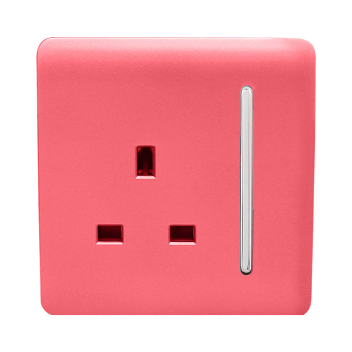 Trendi Switch ART-SKT13SB, Artistic Modern 1 Gang 13Amp Switched Socket Strawberry Finish, BRITISH MADE, (25mm Back Box Required), 5yrs Warranty - 53812