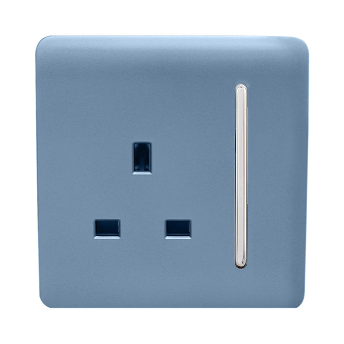 Trendi Switch ART-SKT13SK, Artistic Modern 1 Gang 13Amp Switched Socket Sky Finish, BRITISH MADE, (25mm Back Box Required), 5yrs Warranty - 53813