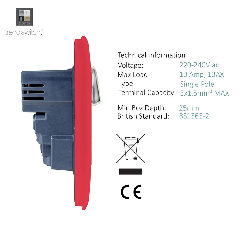 Load image into Gallery viewer, Trendi Switch ART-SKT13USBSB, Artistic Modern 1 Gang 13Amp Switched Socket WIth 2 x USB Ports Strawberry Finish, BRITISH MADE, (35mm Back Box Required), 5yrs Warranty - 53829
