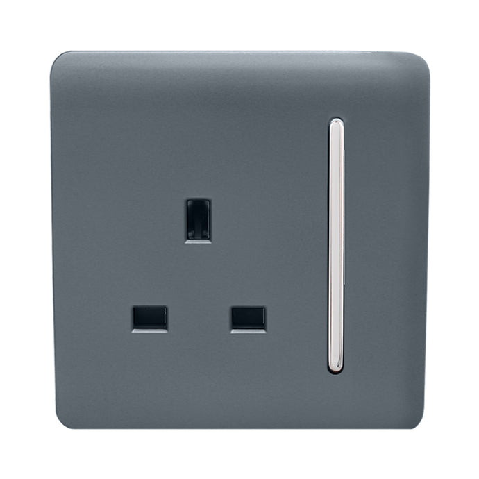 Trendi Switch ART-SKT13WG, Artistic Modern 1 Gang 13Amp Switched Socket Warm Grey Finish, BRITISH MADE, (25mm Back Box Required), 5yrs Warranty - 53832