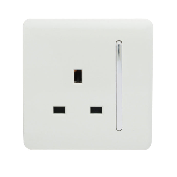 Trendi Switch ART-SKT13WH, Artistic Modern 1 Gang 13Amp Switched Socket Gloss White Finish, BRITISH MADE, (25mm Back Box Required), 5yrs Warranty - 24227