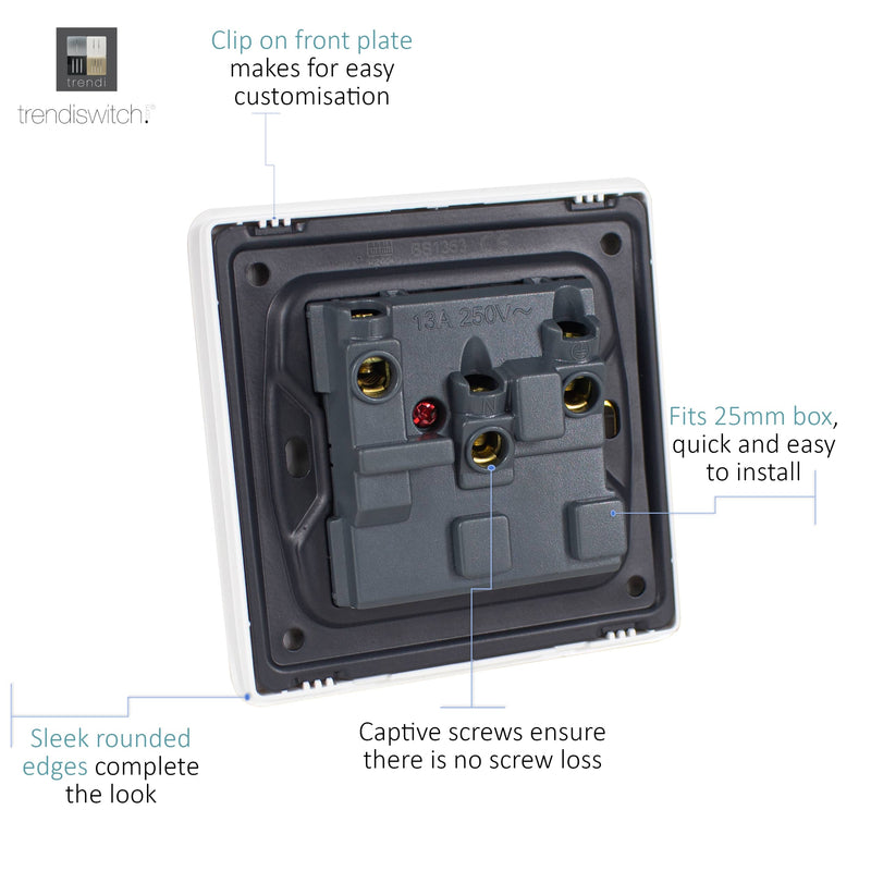 Load image into Gallery viewer, Trendi Switch ART-SKT13OR, Artistic Modern 1 Gang 13Amp Switched Socket Orange Finish, BRITISH MADE, (25mm Back Box Required), 5yrs Warranty - 53809
