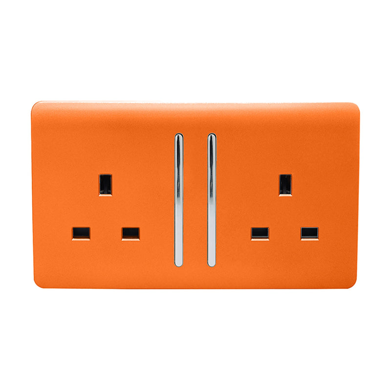 Load image into Gallery viewer, Trendi Switch ART-SKT213LOR, Artistic Modern 2 Gang 13Amp Long Switched Double Socket Orange Finish, BRITISH MADE, (25mm Back Box Required), 5yrs Warranty - 53845
