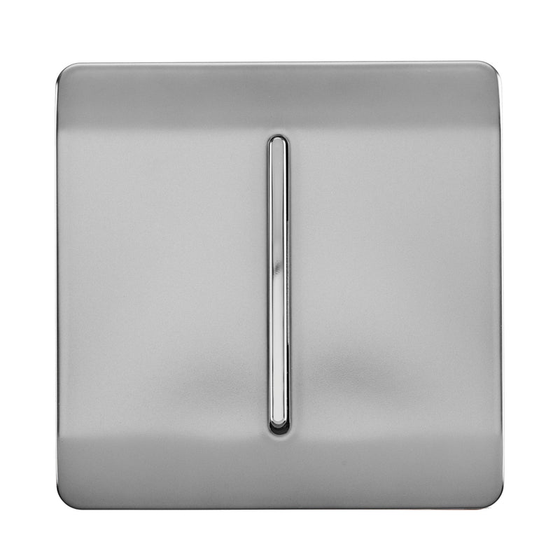 Load image into Gallery viewer, Trendi Switch ART-SS2BS, Artistic Modern 1 Gang 2 Way 10 Amp Rocker Brushed Steel Finish, BRITISH MADE, (25mm Back Box Required), 5yrs Warranty - 53994
