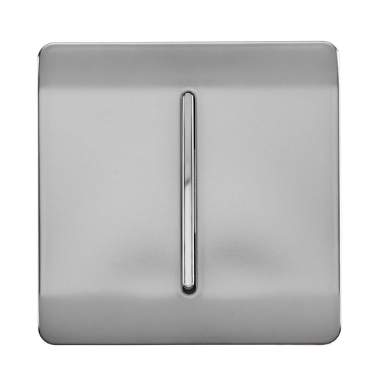 Trendi Switch ART-SS2BS, Artistic Modern 1 Gang 2 Way 10 Amp Rocker Brushed Steel Finish, BRITISH MADE, (25mm Back Box Required), 5yrs Warranty - 53994
