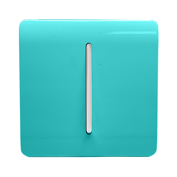 Trendi Switch ART-SS2BT, Artistic Modern 1 Gang 2 Way 10 Amp Rocker Bright Teal Finish, BRITISH MADE, (25mm Back Box Required), 5yrs Warranty - 53995