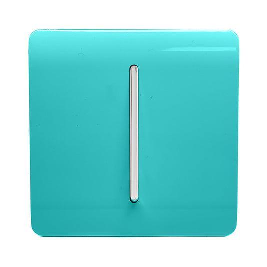 Trendi Switch ART-SS2BT, Artistic Modern 1 Gang 2 Way 10 Amp Rocker Bright Teal Finish, BRITISH MADE, (25mm Back Box Required), 5yrs Warranty - 53995