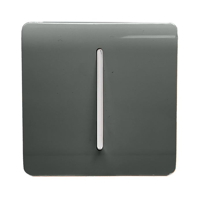 Trendi Switch ART-SS2CH, Artistic Modern 1 Gang 2 Way 10 Amp Chrome Rocker Charcoal Finish, BRITISH MADE, (25mm Back Box Required), 5yrs Warranty - 53997