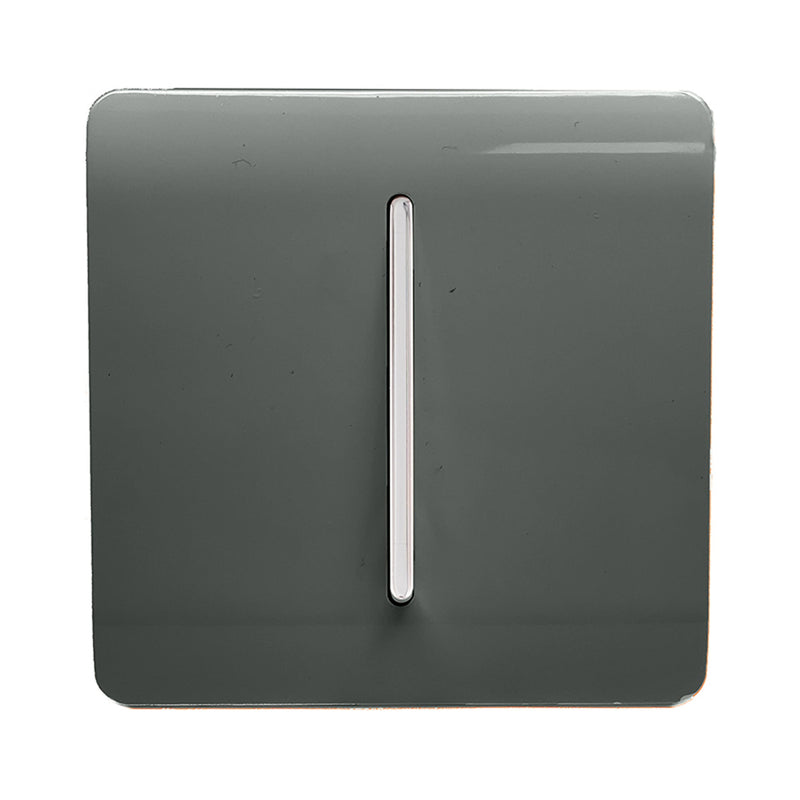 Load image into Gallery viewer, Trendi Switch ART-SS2CH, Artistic Modern 1 Gang 2 Way 10 Amp Chrome Rocker Charcoal Finish, BRITISH MADE, (25mm Back Box Required), 5yrs Warranty - 53997

