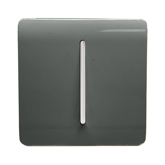 Trendi Switch ART-SS2CH, Artistic Modern 1 Gang 2 Way 10 Amp Chrome Rocker Charcoal Finish, BRITISH MADE, (25mm Back Box Required), 5yrs Warranty - 53997