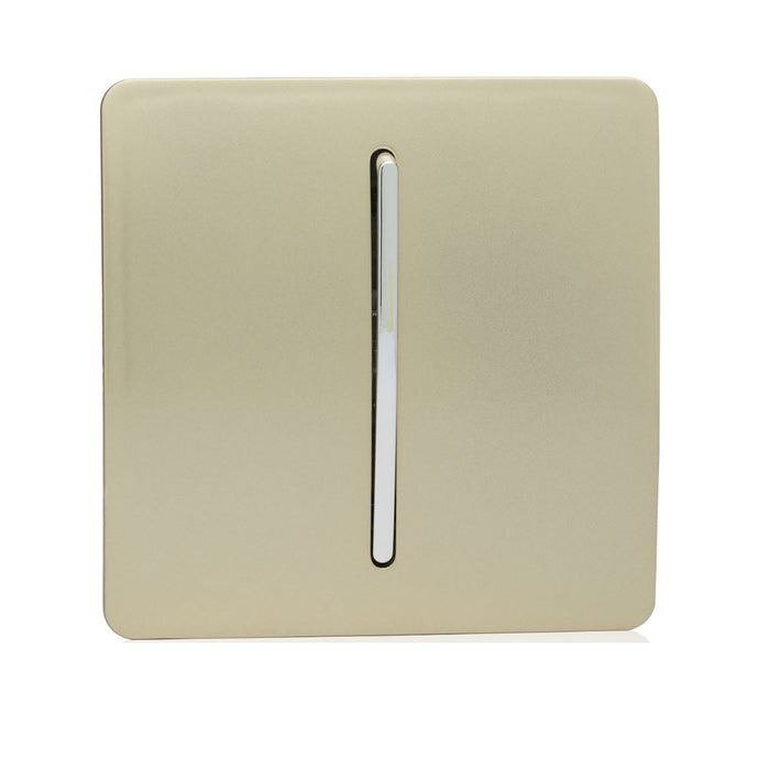 Trendi Switch ART-SS2GO, Artistic Modern 1 Gang 2 Way 10 Amp Rocker Champagne Gold Finish, BRITISH MADE, (25mm Back Box Required), 5yrs Warranty - 24214