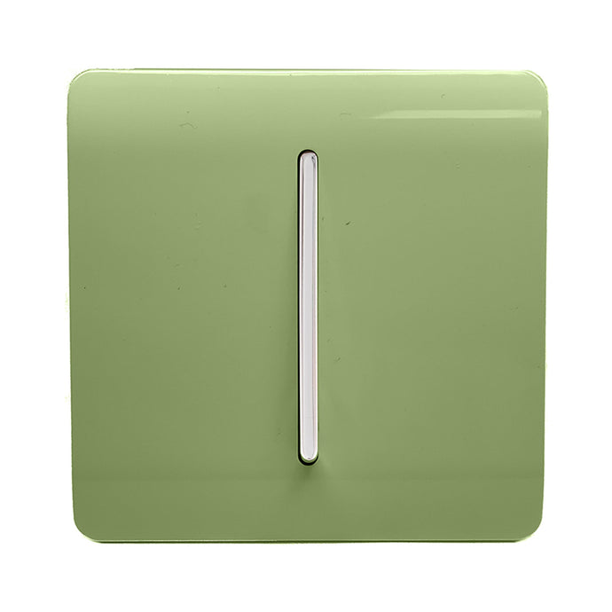 Trendi Switch ART-SS2MG, Artistic Modern 1 Gang 2 Way 10 Amp Rocker Moss Green Finish, BRITISH MADE, (25mm Back Box Required), 5yrs Warranty - 54003