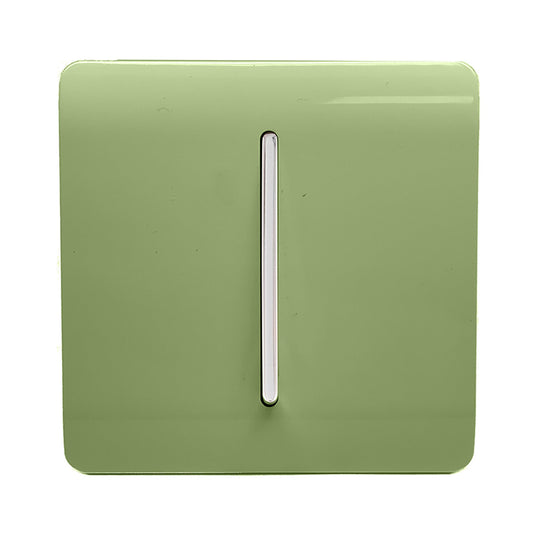 Trendi Switch ART-SS2MG, Artistic Modern 1 Gang 2 Way 10 Amp Rocker Moss Green Finish, BRITISH MADE, (25mm Back Box Required), 5yrs Warranty - 54003