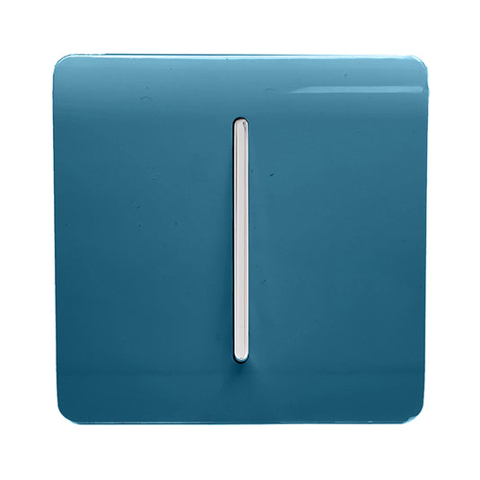Trendi Switch ART-SS2OB, Artistic Modern 1 Gang 2 Way 10 Amp Rocker Ocean Blue Finish, BRITISH MADE, (25mm Back Box Required), 5yrs Warranty - 54005
