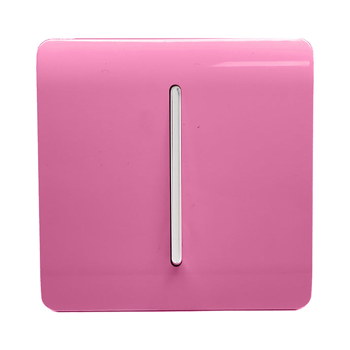 Trendi Switch ART-SS2PK, Artistic Modern 1 Gang 2 Way 10 Amp Rocker Pink Finish, BRITISH MADE, (25mm Back Box Required), 5yrs Warranty - 54007