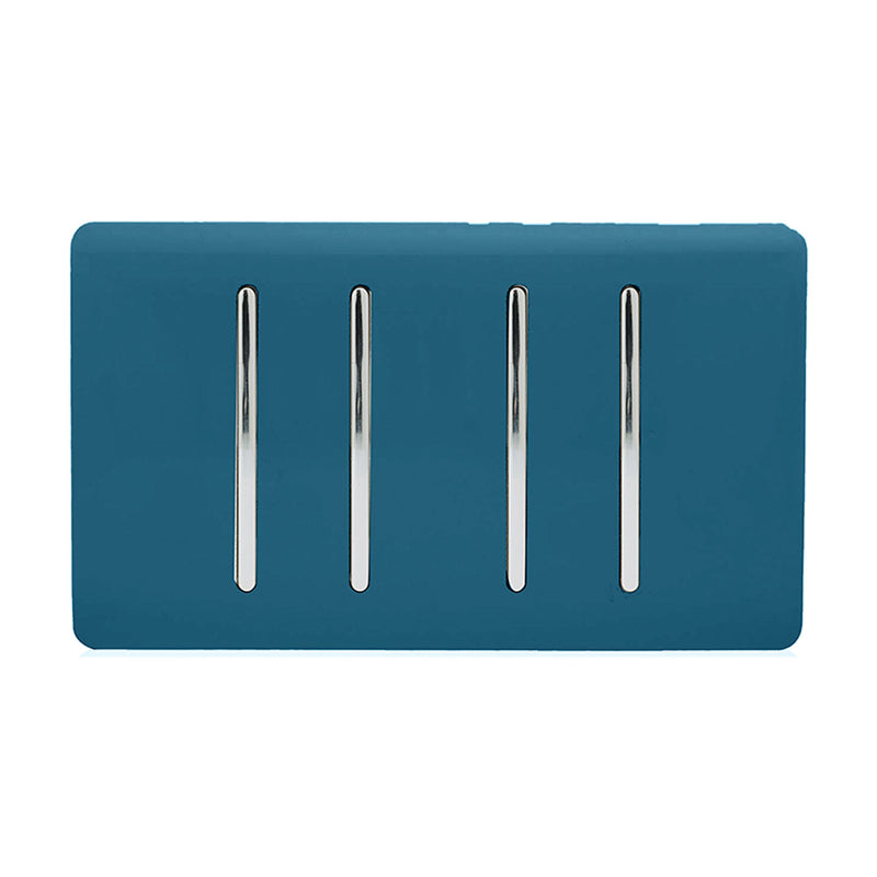 Load image into Gallery viewer, Trendi Switch ART-SS44MD, Artistic Modern 4 Gang 2 Way 10 Amp Rocker Twin Plate Midnight Blue Finish, BRITISH MADE, (25mm Back Box Required), 5yrs Warranty - 54020
