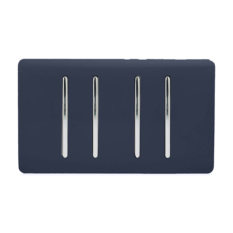 Load image into Gallery viewer, Trendi Switch ART-SS44NV, Artistic Modern 4 Gang 2 Way 10 Amp Rocker Twin Plate Navy Blue Finish, BRITISH MADE, (25mm Back Box Required), 5yrs Warranty - 54022
