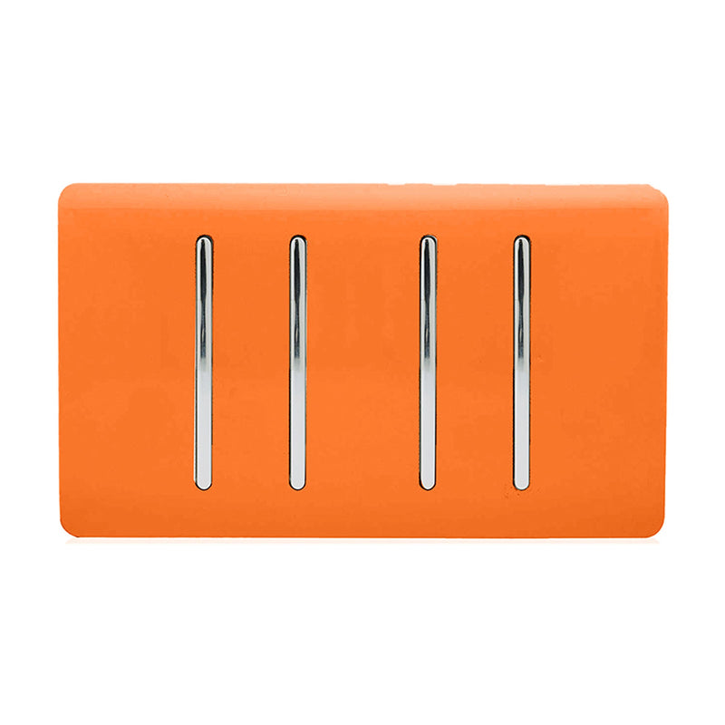 Load image into Gallery viewer, Trendi Switch ART-SS2999OR, Artistic Modern 4 Gang  (1x 2 Way 3x 3 Way Intermediate Twin Plate) Orange, BRITISH MADE, (25mm Back Box Required), 5yrs Warranty - 53967
