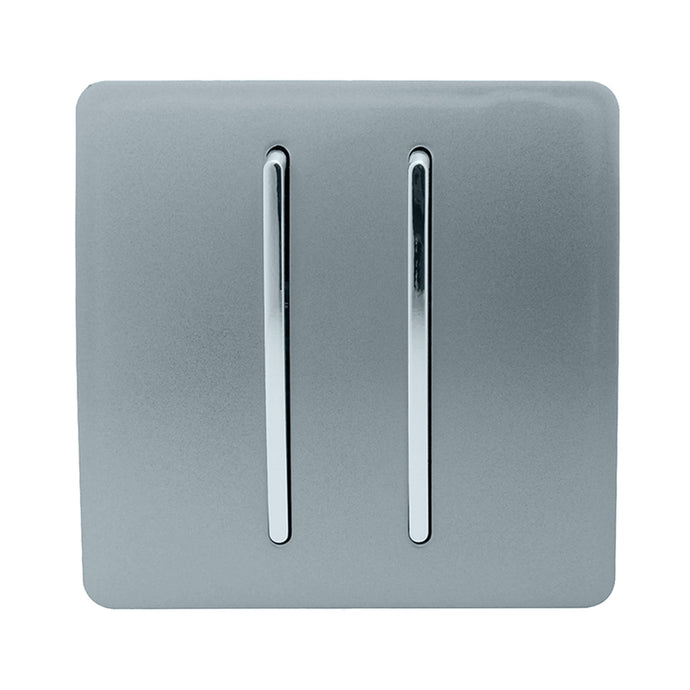 Trendi Switch ART-SS4CG, Artistic Modern 2 Gang 2 Way 10 Amp Rocker Cool Grey Finish, BRITISH MADE, (25mm Back Box Required), 5yrs Warranty - 54032