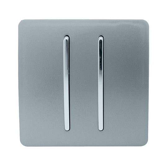 Trendi Switch ART-SS4CG, Artistic Modern 2 Gang 2 Way 10 Amp Rocker Cool Grey Finish, BRITISH MADE, (25mm Back Box Required), 5yrs Warranty - 54032