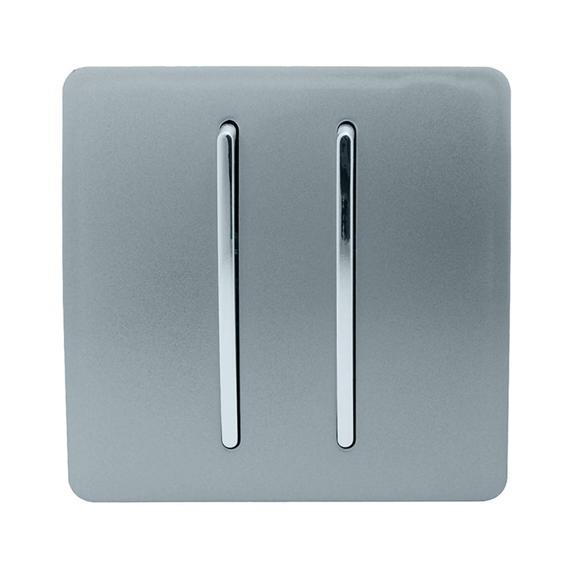 Load image into Gallery viewer, Trendi Switch ART-SS29CG, Artistic Modern 2 Gang (1x2 Way, 1xIntermediate) 10 Amp Rocker Cool Grey Finish, BRITISH MADE, (25mm Back Box Required), 5yrs Warranty - 53976
