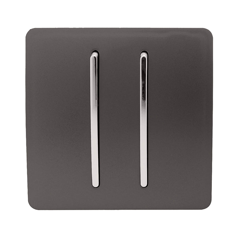 Load image into Gallery viewer, Trendi Switch ART-SS29DB, Artistic Modern 2 Gang (1x2 Way, 1xIntermediate) 10 Amp Rocker Dark Brown Finish, BRITISH MADE, (25mm Back Box Required), 5yrs Warranty - 53979
