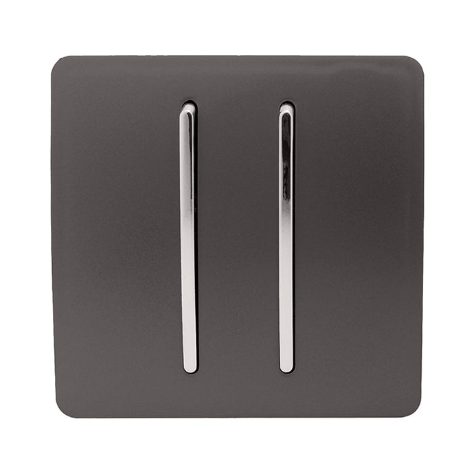 Trendi Switch ART-SS4DB, Artistic Modern 2 Gang 2 Way 10 Amp Rocker Dark Brown Finish, BRITISH MADE, (25mm Back Box Required), 5yrs Warranty - 54035