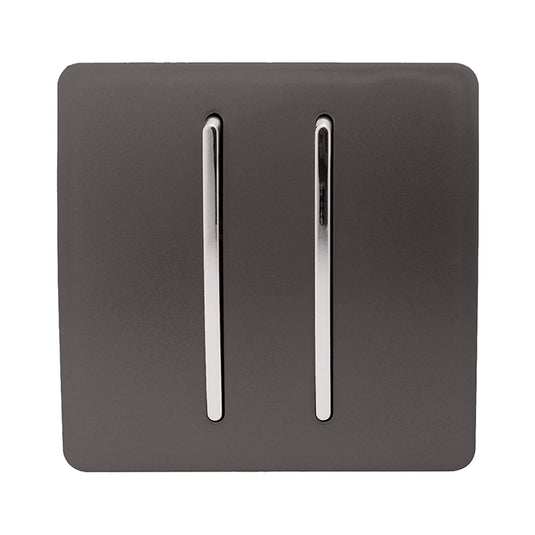 Trendi Switch ART-SS4DB, Artistic Modern 2 Gang 2 Way 10 Amp Rocker Dark Brown Finish, BRITISH MADE, (25mm Back Box Required), 5yrs Warranty - 54035