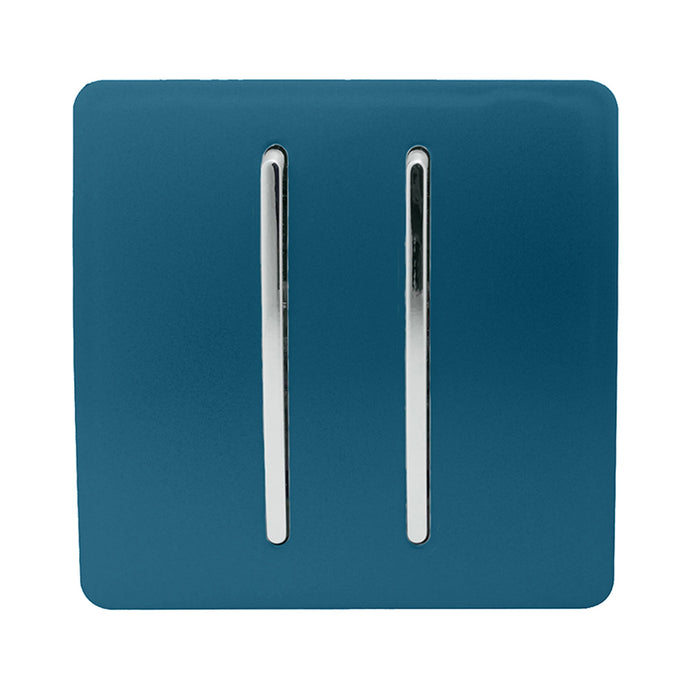 Trendi Switch ART-SS29MD, Artistic Modern 2 Gang (1x2 Way, 1xIntermediate) 10 Amp Rocker Midnight Blue Finish, BRITISH MADE, (25mm Back Box Required), 5yrs Warranty - 53984