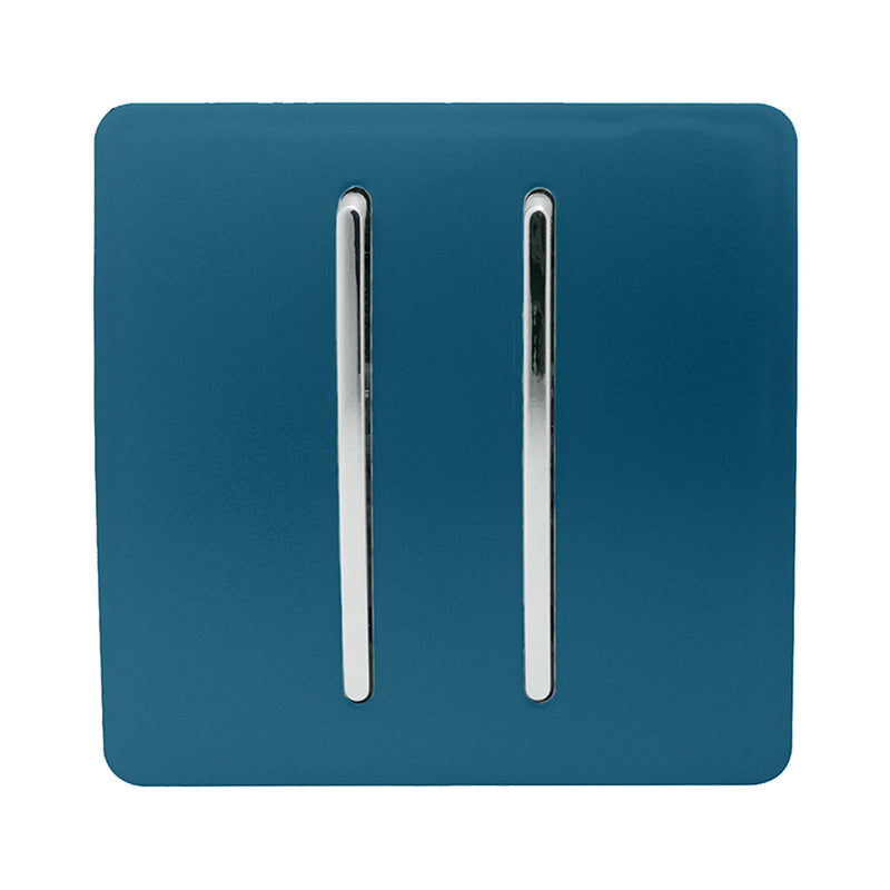Load image into Gallery viewer, Trendi Switch ART-SS29MD, Artistic Modern 2 Gang (1x2 Way, 1xIntermediate) 10 Amp Rocker Midnight Blue Finish, BRITISH MADE, (25mm Back Box Required), 5yrs Warranty - 53984

