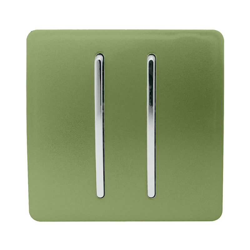 Load image into Gallery viewer, Trendi Switch ART-SS4MG, Artistic Modern 2 Gang 2 Way 10 Amp Rocker Moss Green Finish, BRITISH MADE, (25mm Back Box Required), 5yrs Warranty - 54039
