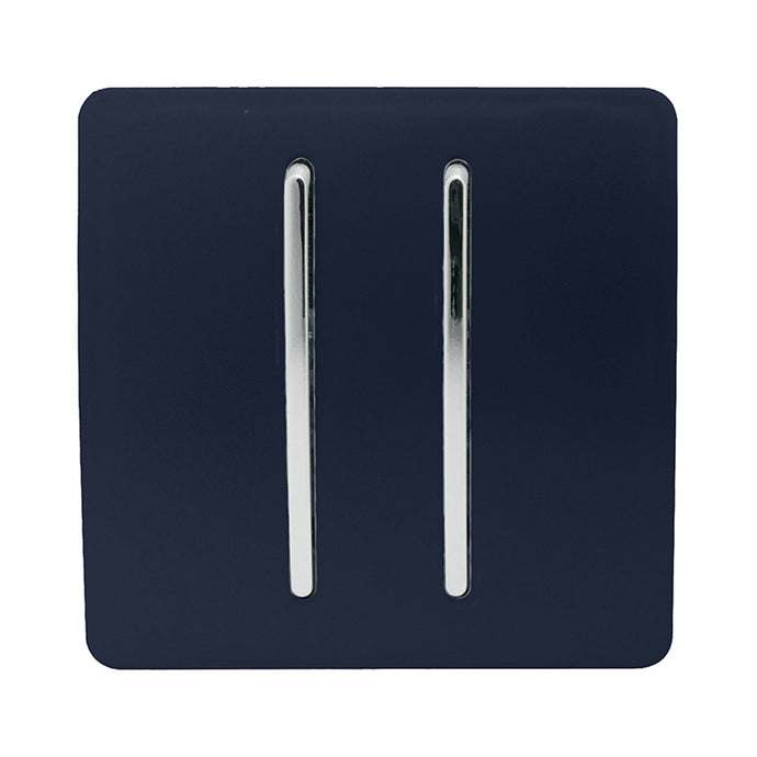 Trendi Switch ART-SS29NV, Artistic Modern 2 Gang (1x2 Way, 1xIntermediate) 10 Amp Rocker Navy Blue Finish, BRITISH MADE, (25mm Back Box Required), 5yrs Warranty - 53986