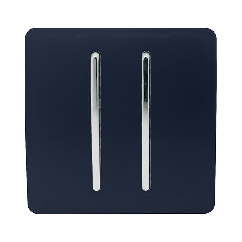 Load image into Gallery viewer, Trendi Switch ART-SS29NV, Artistic Modern 2 Gang (1x2 Way, 1xIntermediate) 10 Amp Rocker Navy Blue Finish, BRITISH MADE, (25mm Back Box Required), 5yrs Warranty - 53986
