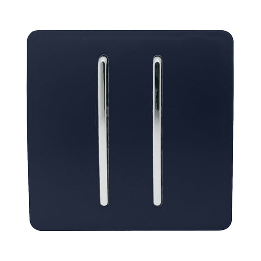 Trendi Switch ART-SS29NV, Artistic Modern 2 Gang (1x2 Way, 1xIntermediate) 10 Amp Rocker Navy Blue Finish, BRITISH MADE, (25mm Back Box Required), 5yrs Warranty - 53986
