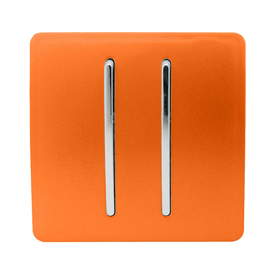 Trendi Switch ART-SS29OR, Artistic Modern 2 Gang (1x2 Way, 1xIntermediate) 10 Amp Rocker Orange Finish, BRITISH MADE, (25mm Back Box Required), 5yrs Warranty - 53988
