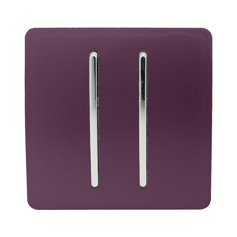Load image into Gallery viewer, Trendi Switch ART-SS29PL, Artistic Modern 2 Gang (1x2 Way, 1xIntermediate) 10 Amp Rocker Plum Finish, BRITISH MADE, (25mm Back Box Required), 5yrs Warranty - 53990
