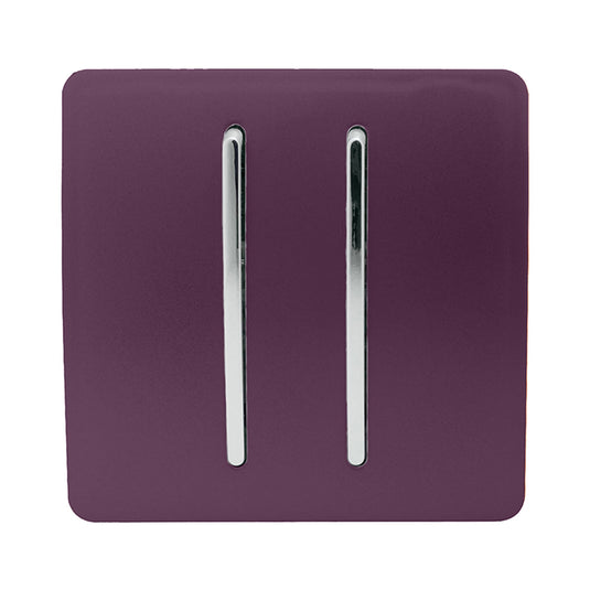 Trendi Switch ART-SS29PL, Artistic Modern 2 Gang (1x2 Way, 1xIntermediate) 10 Amp Rocker Plum Finish, BRITISH MADE, (25mm Back Box Required), 5yrs Warranty - 53990