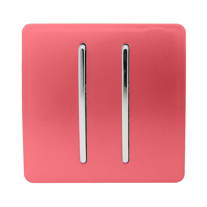 Trendi Switch ART-SS29SB, Artistic Modern 2 Gang (1x2 Way, 1xIntermediate) 10 Amp Rocker Strawberry Finish, BRITISH MADE, (25mm Back Box Required), 5yrs Warranty - 53991