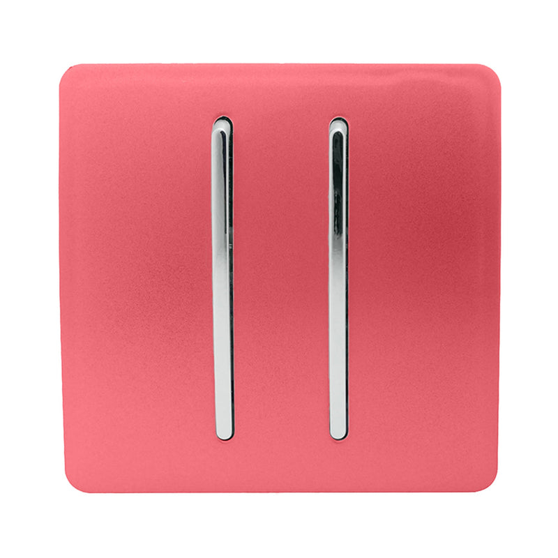 Load image into Gallery viewer, Trendi Switch ART-SS29SB, Artistic Modern 2 Gang (1x2 Way, 1xIntermediate) 10 Amp Rocker Strawberry Finish, BRITISH MADE, (25mm Back Box Required), 5yrs Warranty - 53991
