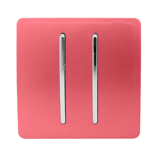 Trendi Switch ART-SS29SB, Artistic Modern 2 Gang (1x2 Way, 1xIntermediate) 10 Amp Rocker Strawberry Finish, BRITISH MADE, (25mm Back Box Required), 5yrs Warranty - 53991
